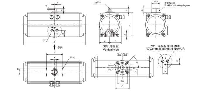 120°/180°角行程双作用执行器图片